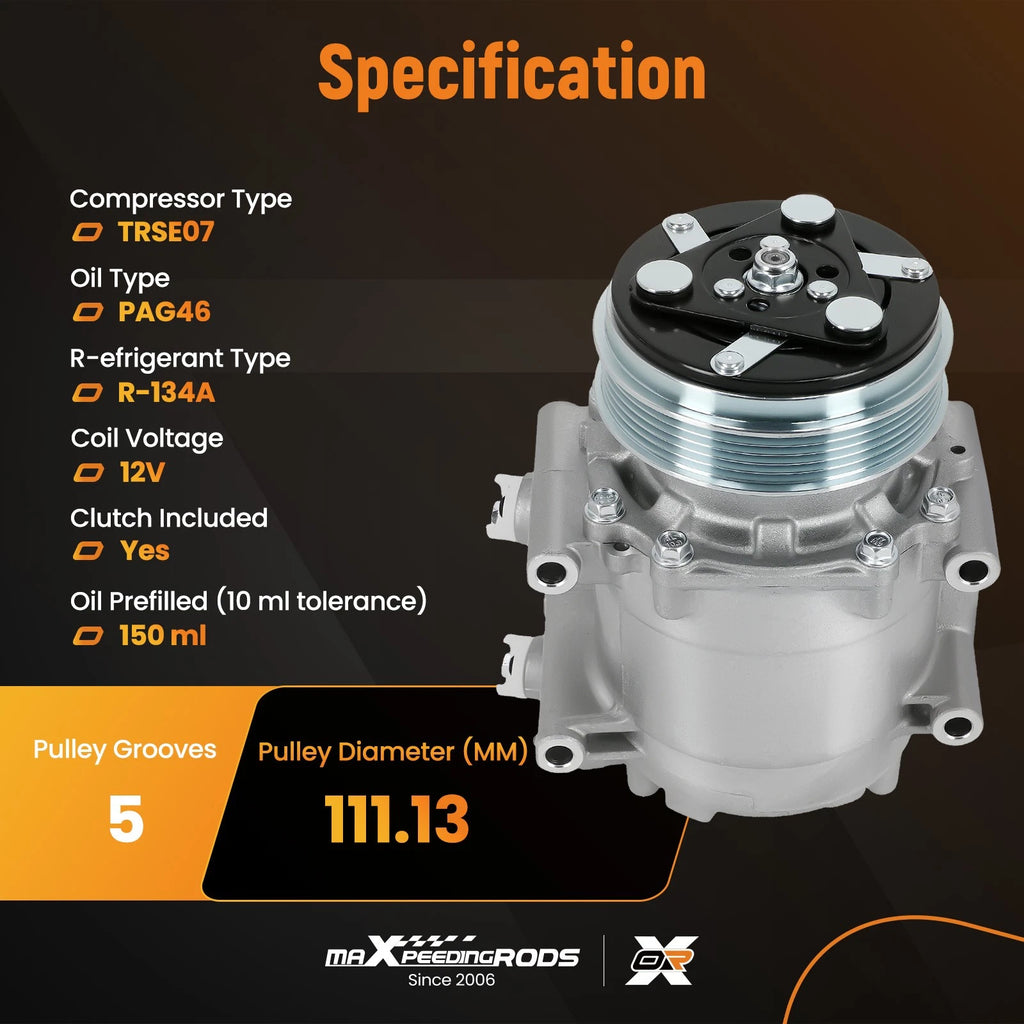AC Compressor with 5-Groove Pulley & Clutch for Honda Fit (2009–2013) 38810RP3A02