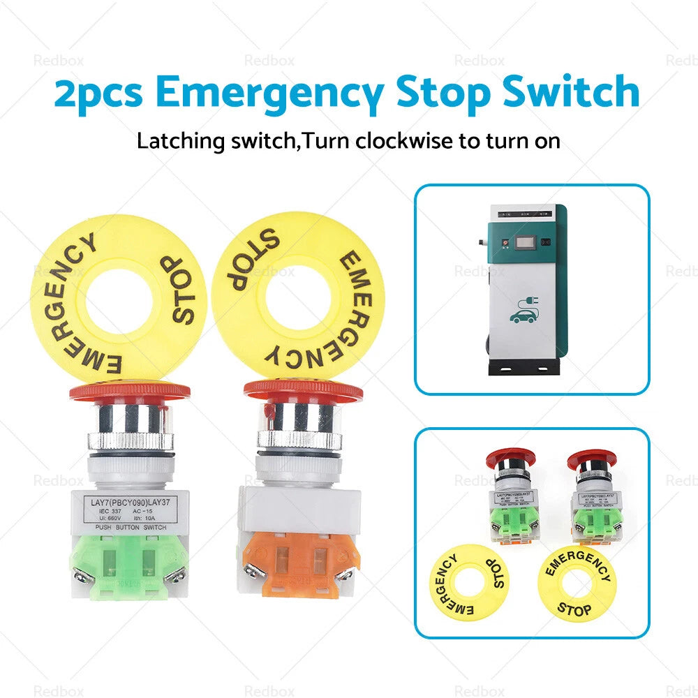 2Pcs Emergency Stop Button Switch for Universal Applications