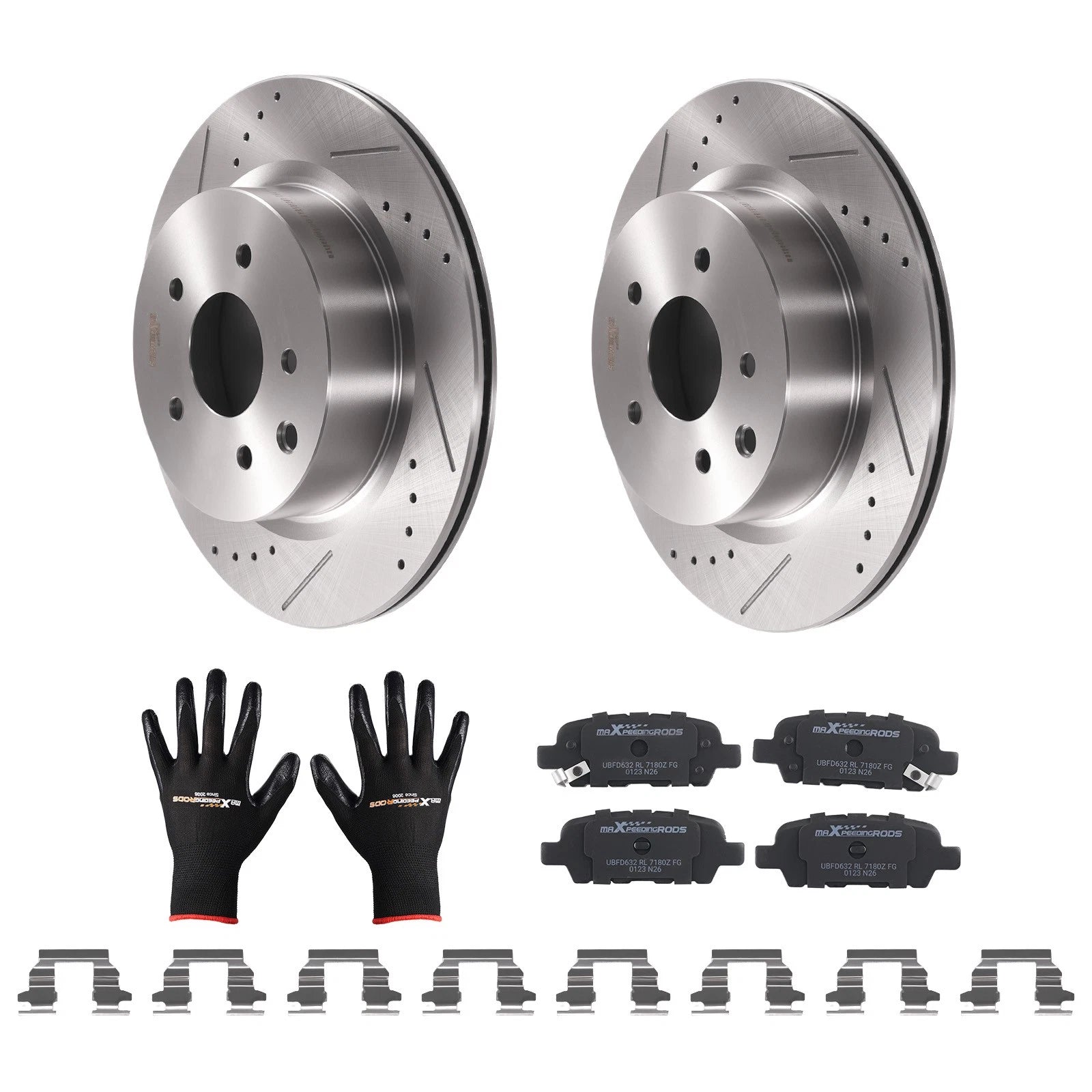 Rear Brake Rotors & Ceramic Pads Kit for Infiniti G25 G35 (2011–2012, 2005–2008)