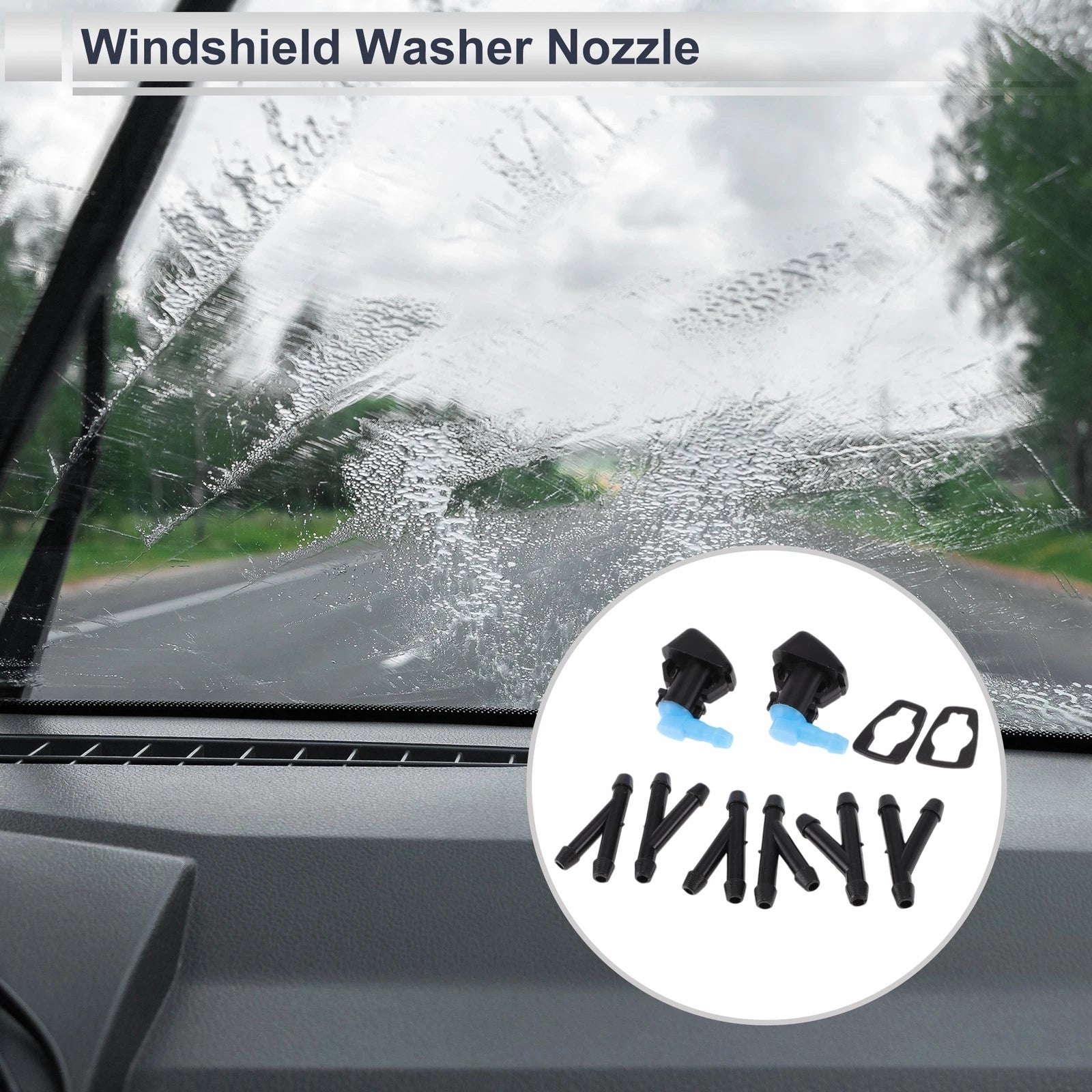 Windshield Washer Nozzle Set of 6 w/ Hose Connector for Dodge No. 68081370AB