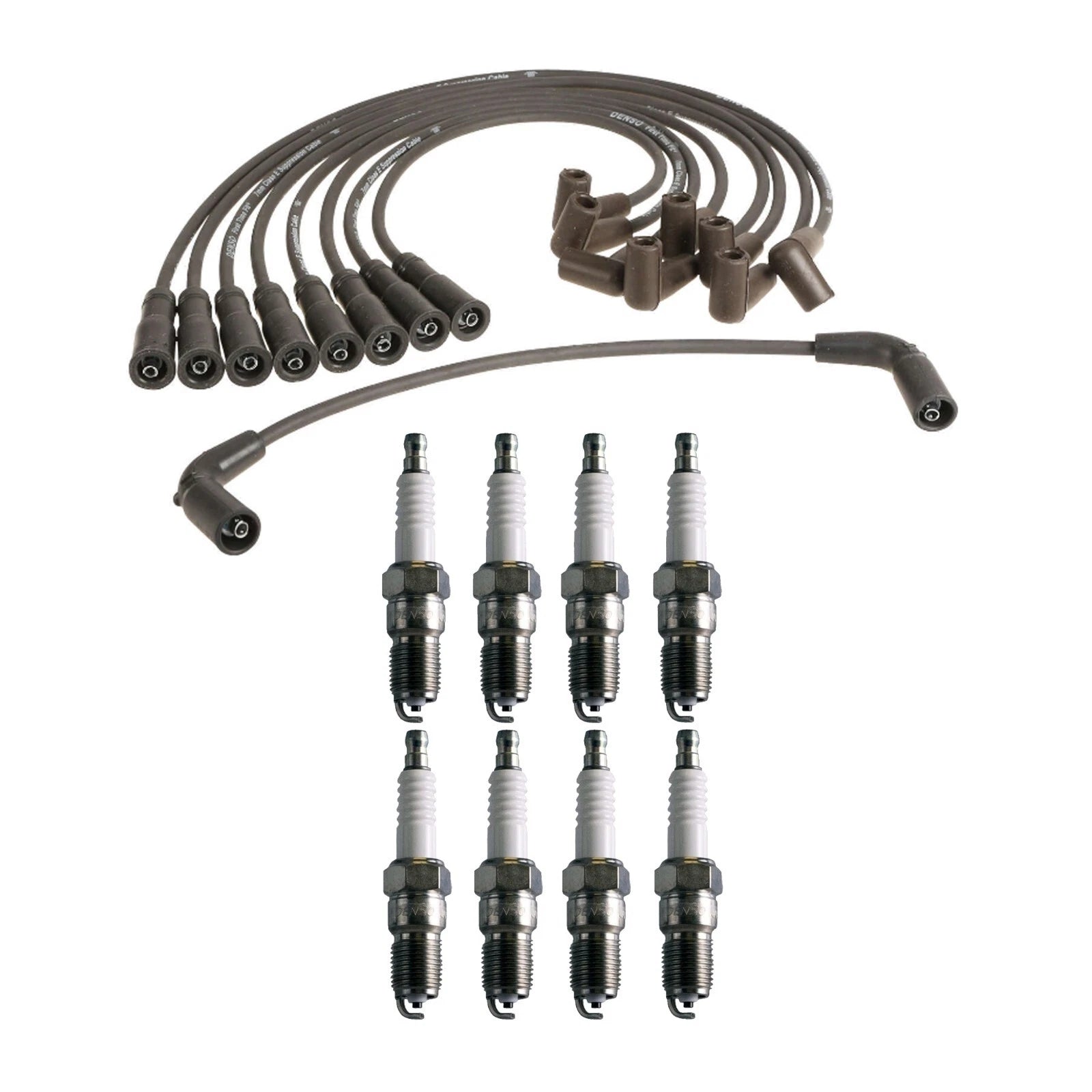 Denso 7mm Wire Set & 8 U-Groove Spark Plugs Kit for Chevy GMC Caddy (0.06)