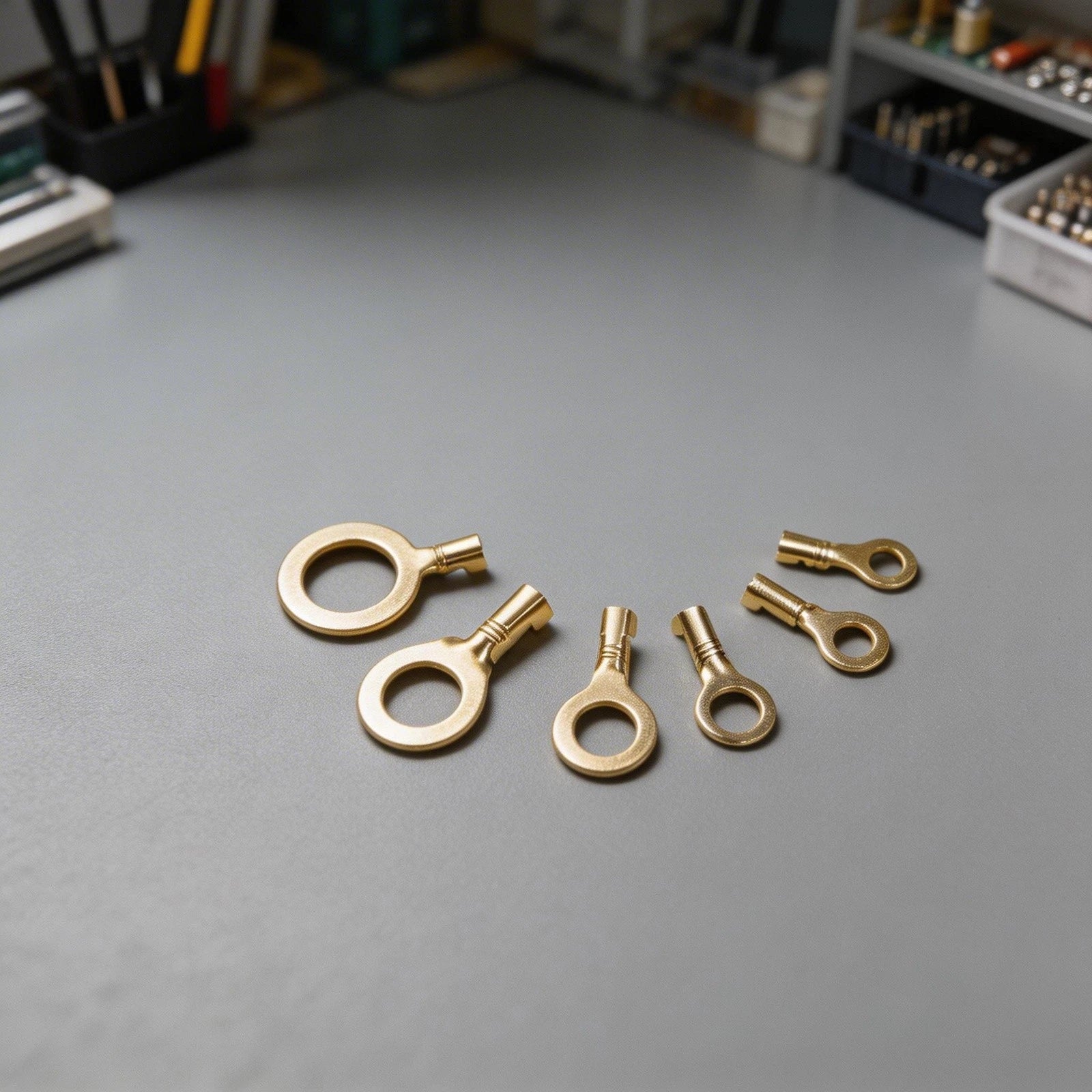 150PCS Brass Ring Eye Terminal Cable Lug Kit M10 Wire Connectors
