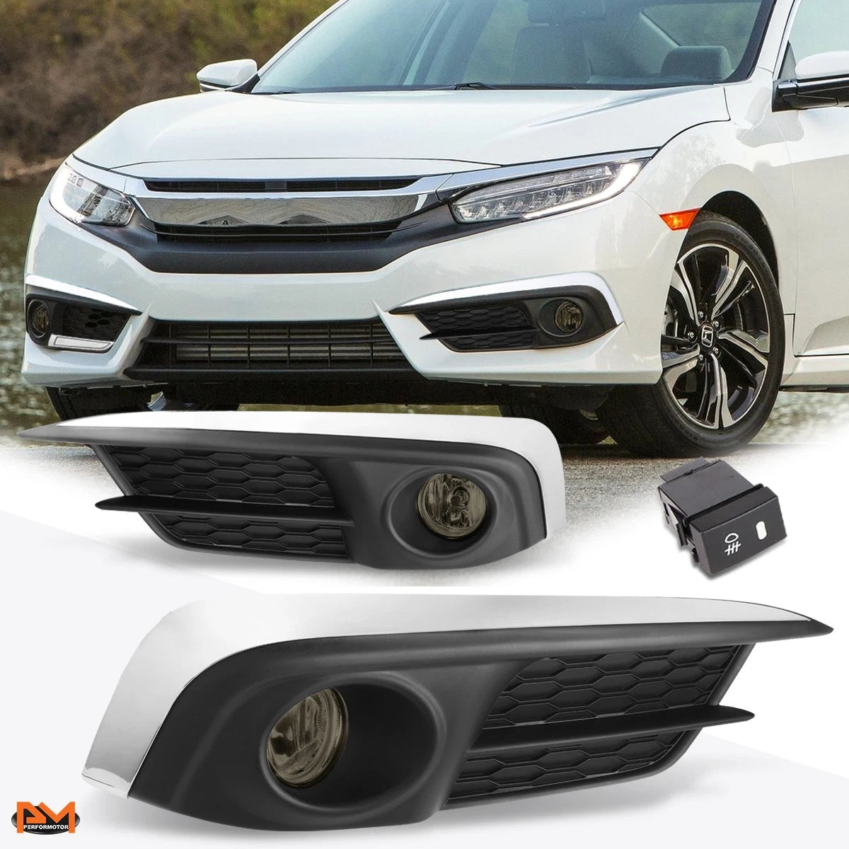 Fog Lights for Honda Civic FC1 (2016–2016) - Smoked Lens, Cover, Switch Pair
