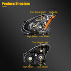 Headlight Assembly Pair for Nissan Rogue (2008–2013) Black Housing Amber