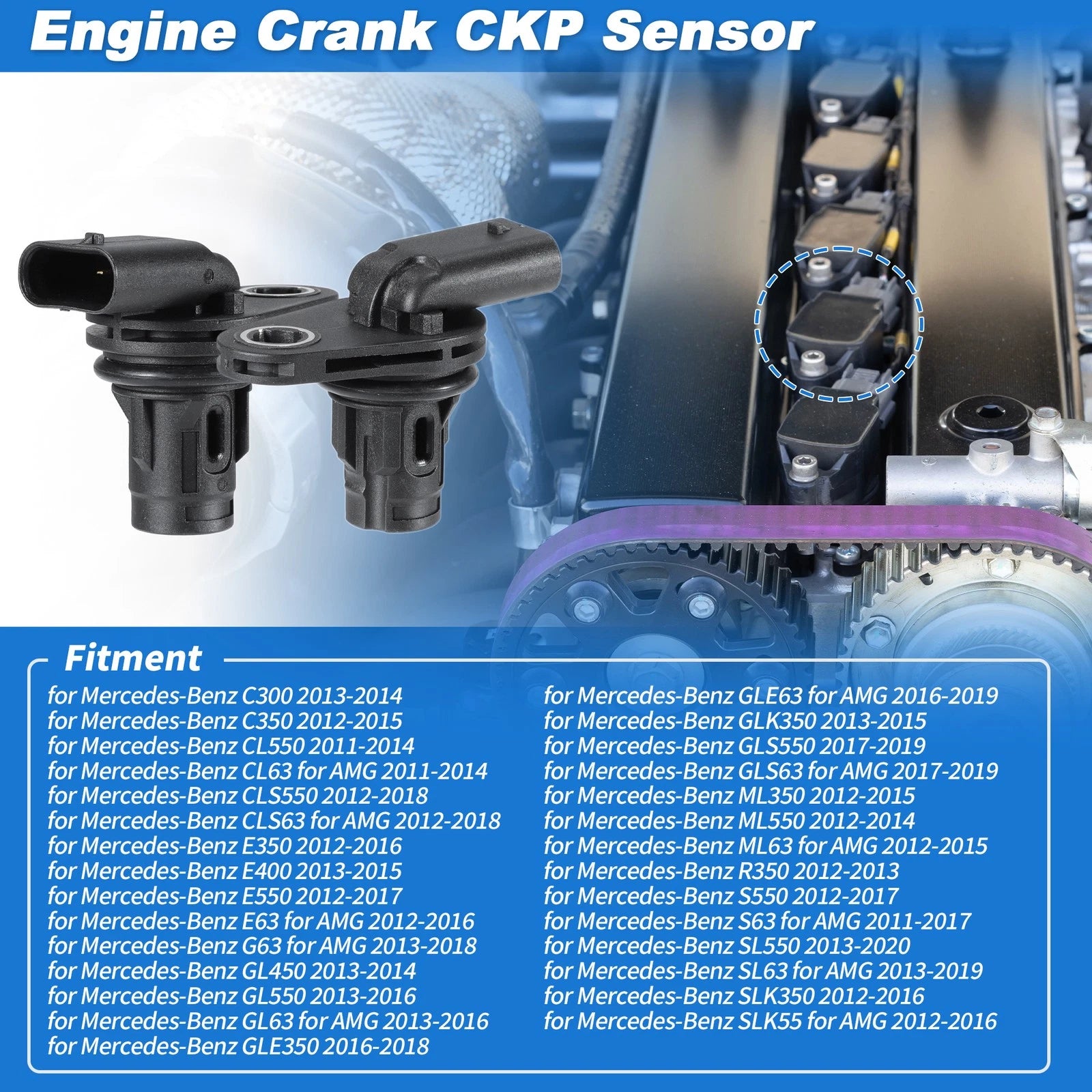 2X Engine Crankshaft Position Sensor for Mercedes-Benz (CKP 2761530028)