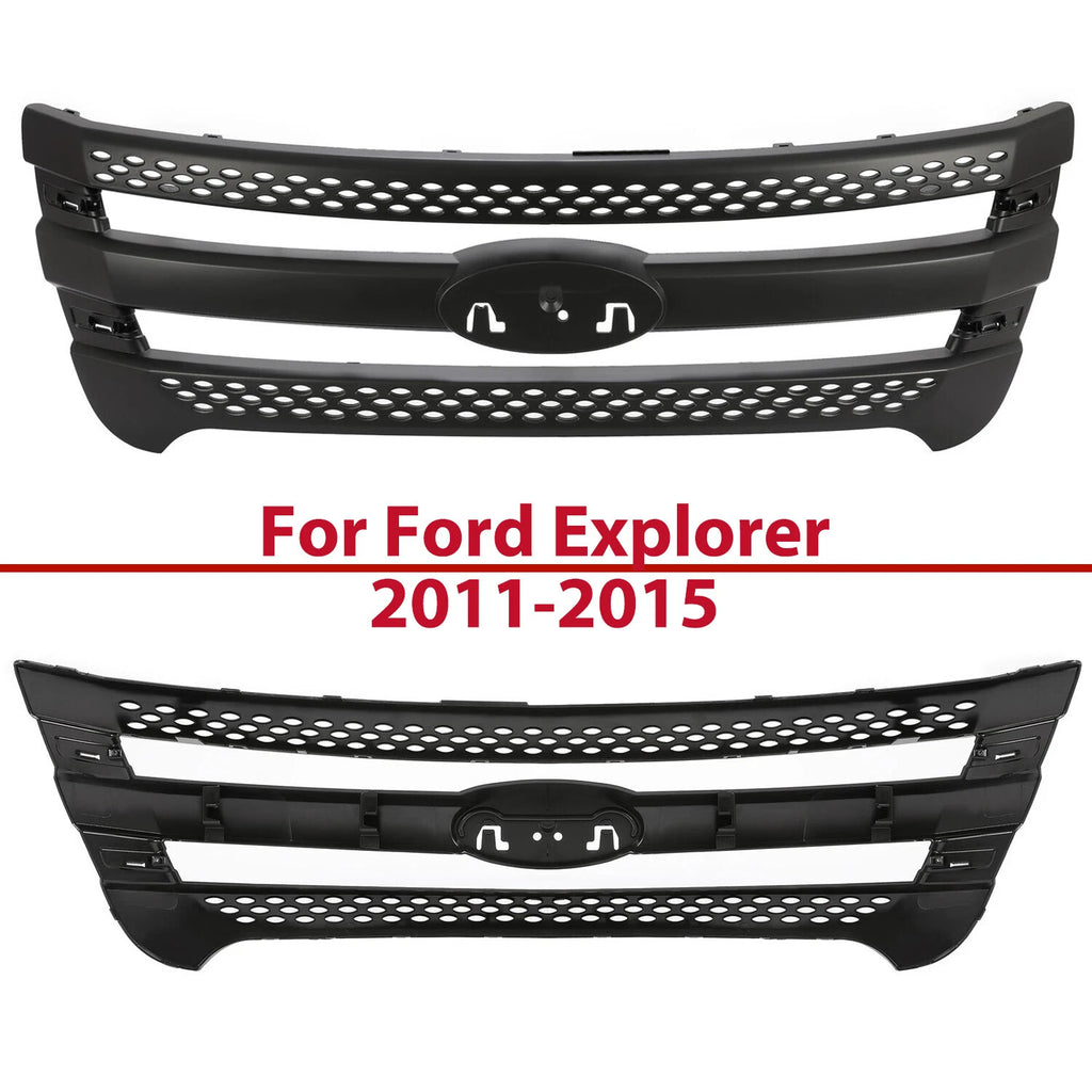 Front Bumper Upper Grille for Ford Explorer (2011–2015) - Black Mesh Style