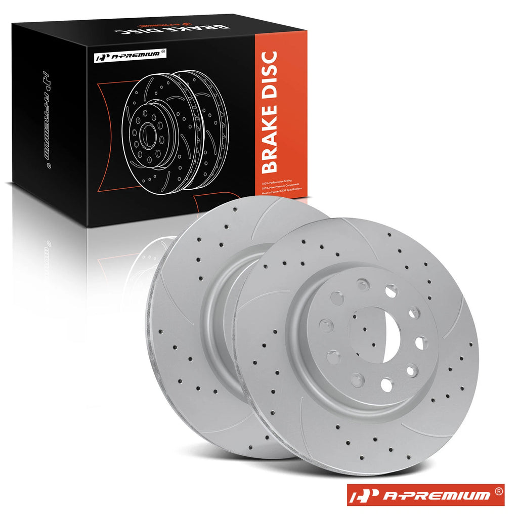 Front Drilled Brake Rotors & Ceramic Pads for Jeep Wrangler (2018–2023)