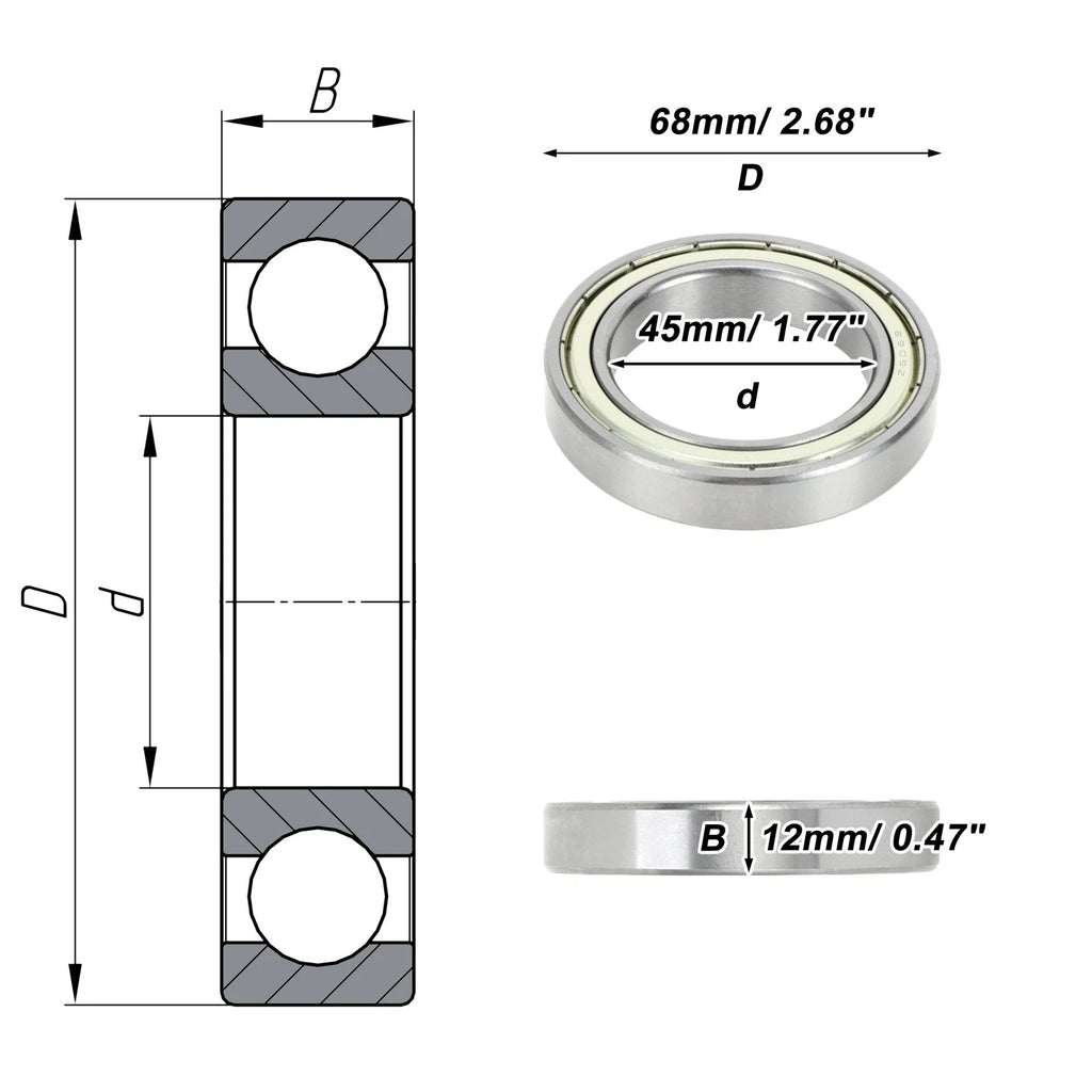 6909ZZ Deep Groove Ball Bearing for Scooter Skateboard Wheel (1 Pc)