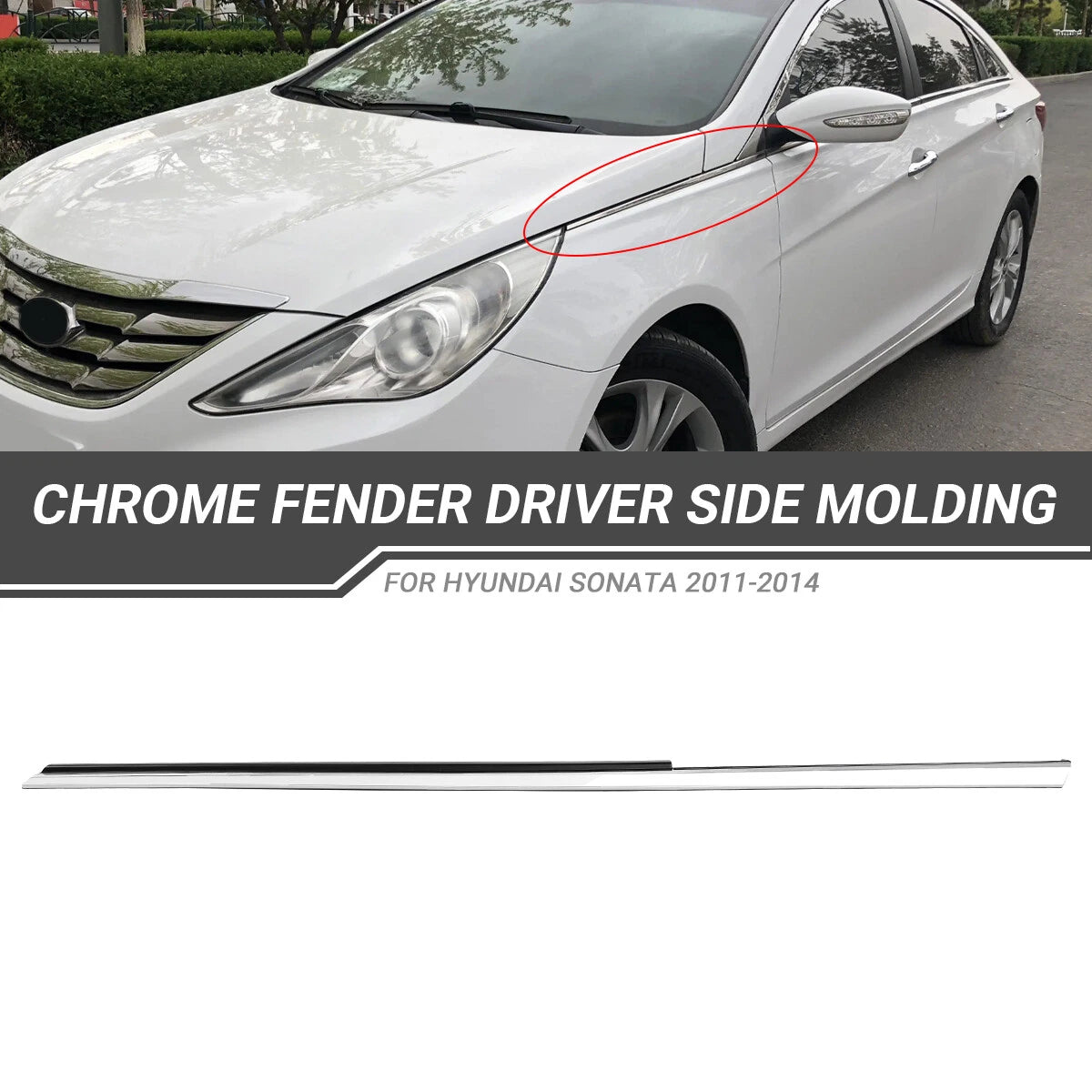 Fender Garnish Chrome Molding Trim for Hyundai Sonata (2011–2014)