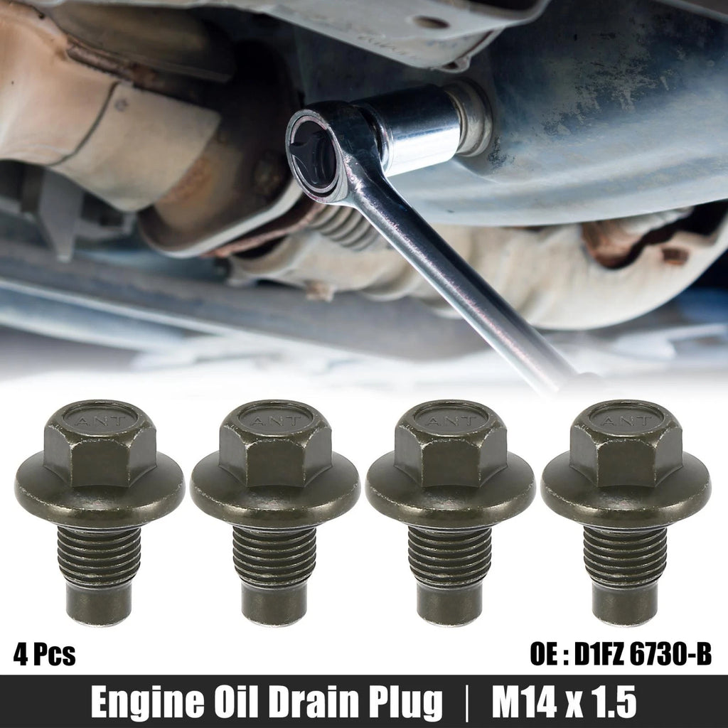 Set of 4 M14 x 1.5 Steel Oil Drain Plug Screws with Seal Ring for Ford
