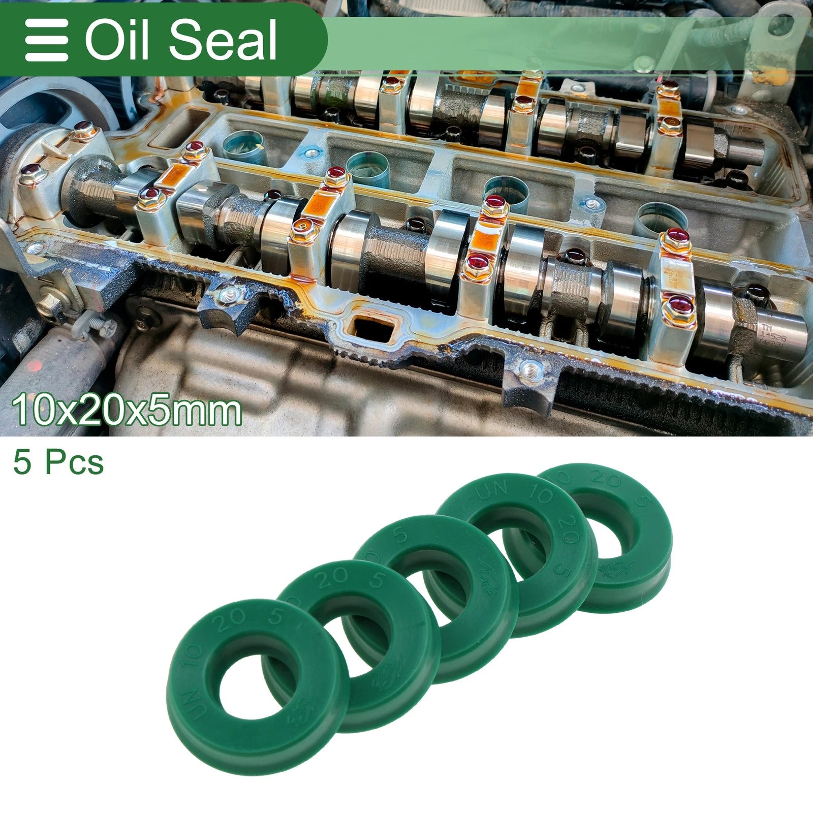 Set of 5 Oil Seal Ring 10x20x5mm for Rotary Shaft (High Pressure)