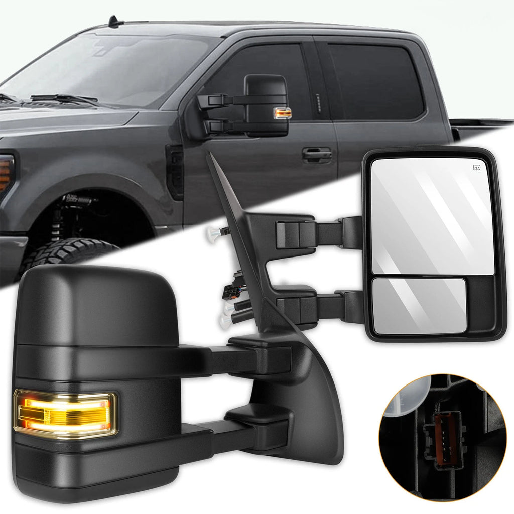 Power Heated Towing Mirrors with Puddle Light & Turn Signal for Ford F-150 (2004–2014)