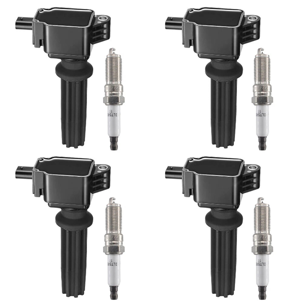 Set of 4 Ignition Coils + 4 Iridium Spark Plugs for Ford Edge Focus Fusion (2013–2017)