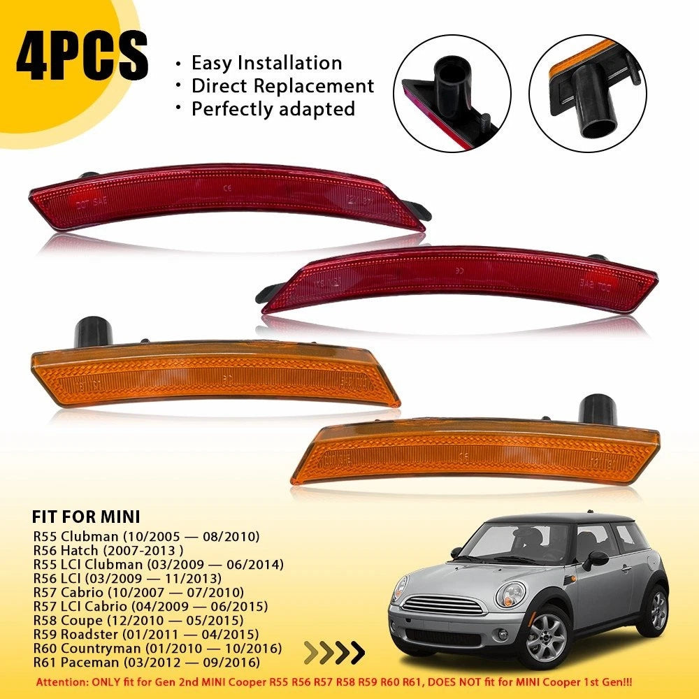 Set of 4 Side Marker Parking Light Housings for Mini Cooper (2007–2015)