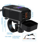 Dual USB Quick Charger with Voltmeter for Motorcycle ATV (12V-24V)
