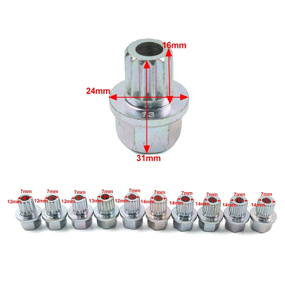 Anti-theft Wheel Bolt Lock Nut Keys for BMW 1 3 5 6 7 Series Mini X1 X3 (2000–2023)