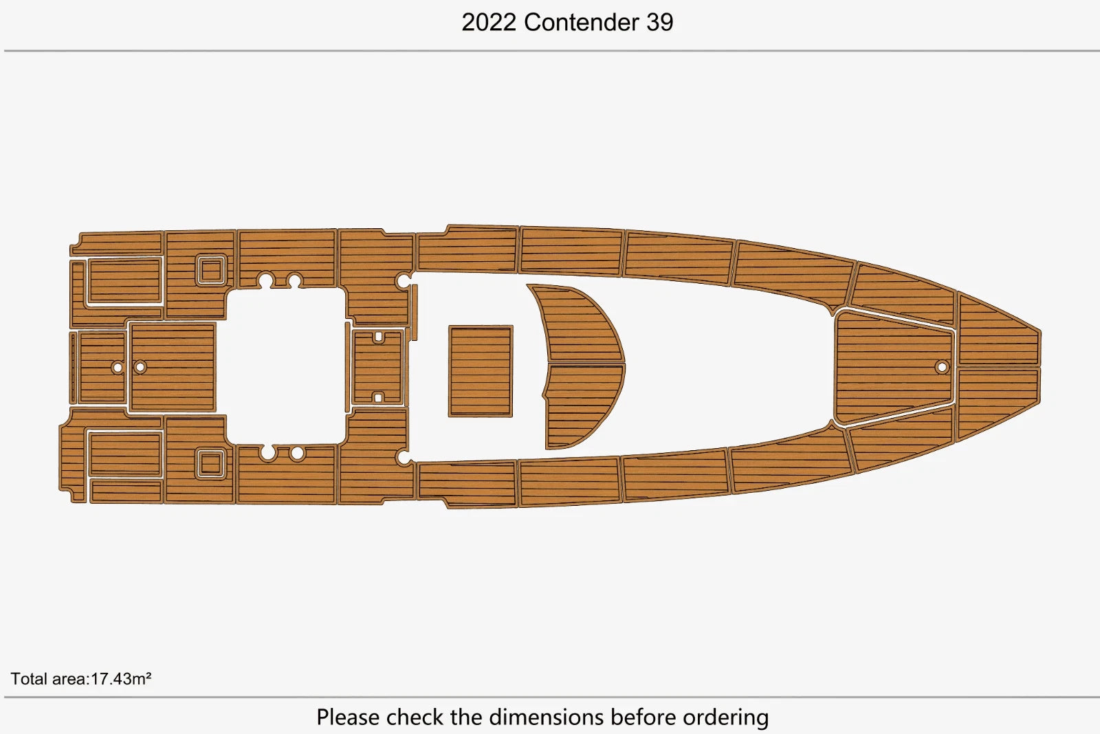 EVA Pads for Contender 39 FA Cockpit Boat (2022) - Faux Teak Deck Mat