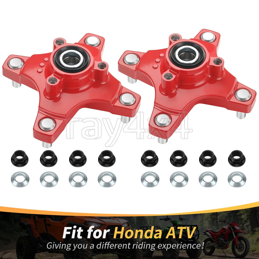 2X Front Wheel Hubs & Nuts for Honda Sportrax TRX250EX TRX400EX TRX250X TRX400X