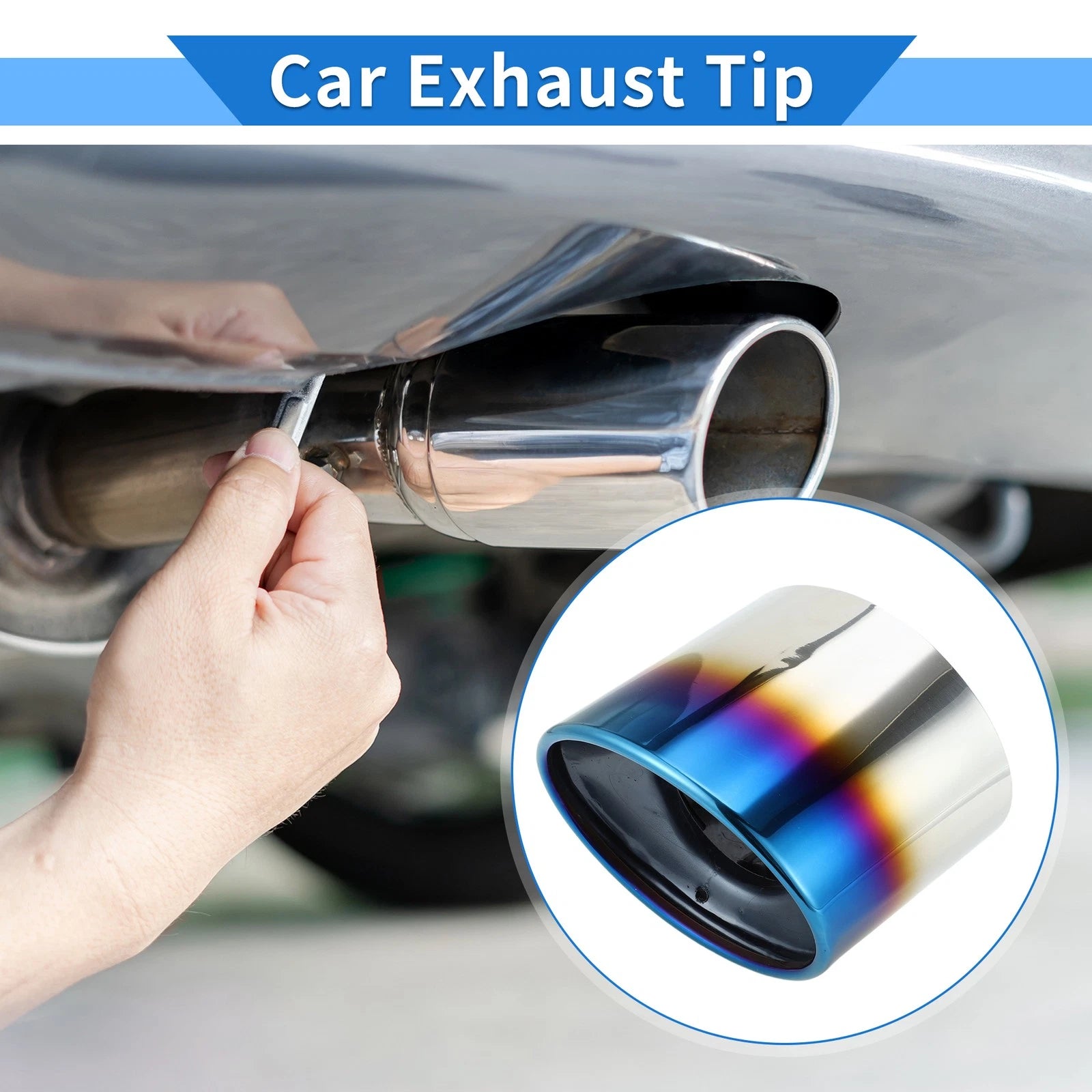 1 Pc Slant Cut Exhaust Tip 4.7" Inlet for Honda Accord (2008–2012) Burnt Blue
