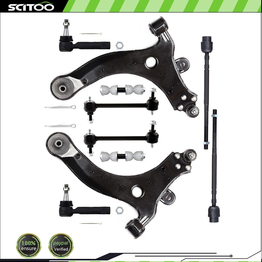 Set of 10 Front Lower Control Arm Ball Joints Tie Rod Ends for Buick Century (1997–2005)