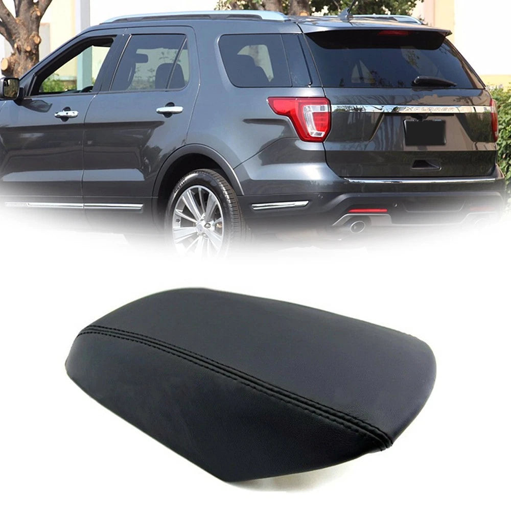 Leather Center Console Lid Armrest Cover for Ford Explorer (2011–2018) Black