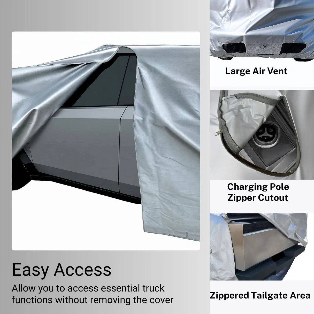 Custom Fit Cover for Tesla Cybertruck (2023–2023) Silver UV-Resistant
