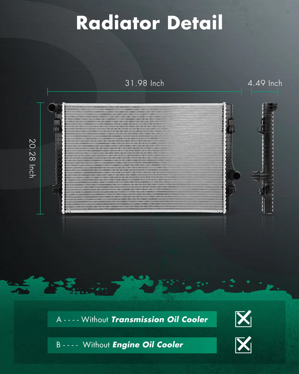 Aluminum Radiator for Audi A3, Volkswagen Golf (2015–2020) 5Q0121251EP