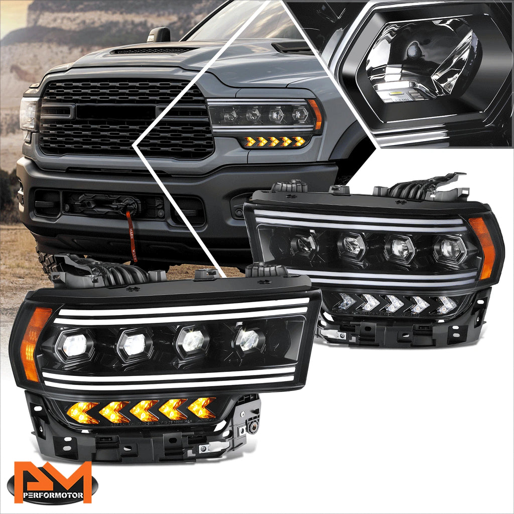 LED DRL Sequential Chasing Signal Projector Headlights for Ram 2500-5500 (2019–2024)
