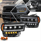 LED DRL Sequential Chasing Signal Projector Headlights for Ram 2500-5500 (2019–2024)