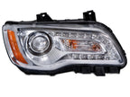 Halogen Headlight for Chrysler 300 (2011–2014) w/ Bulb Chrome Bezel, Right
