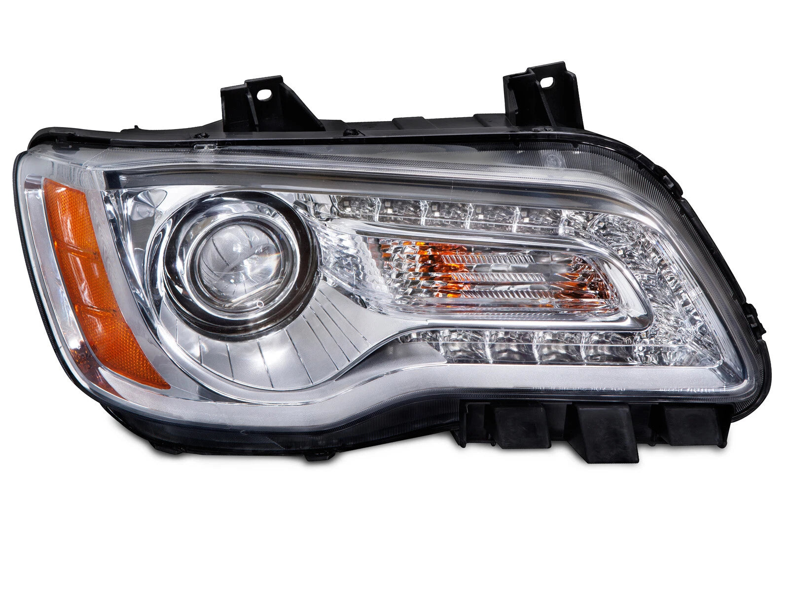 Halogen Headlight for Chrysler 300 (2011–2014) w/ Bulb Chrome Bezel, Right