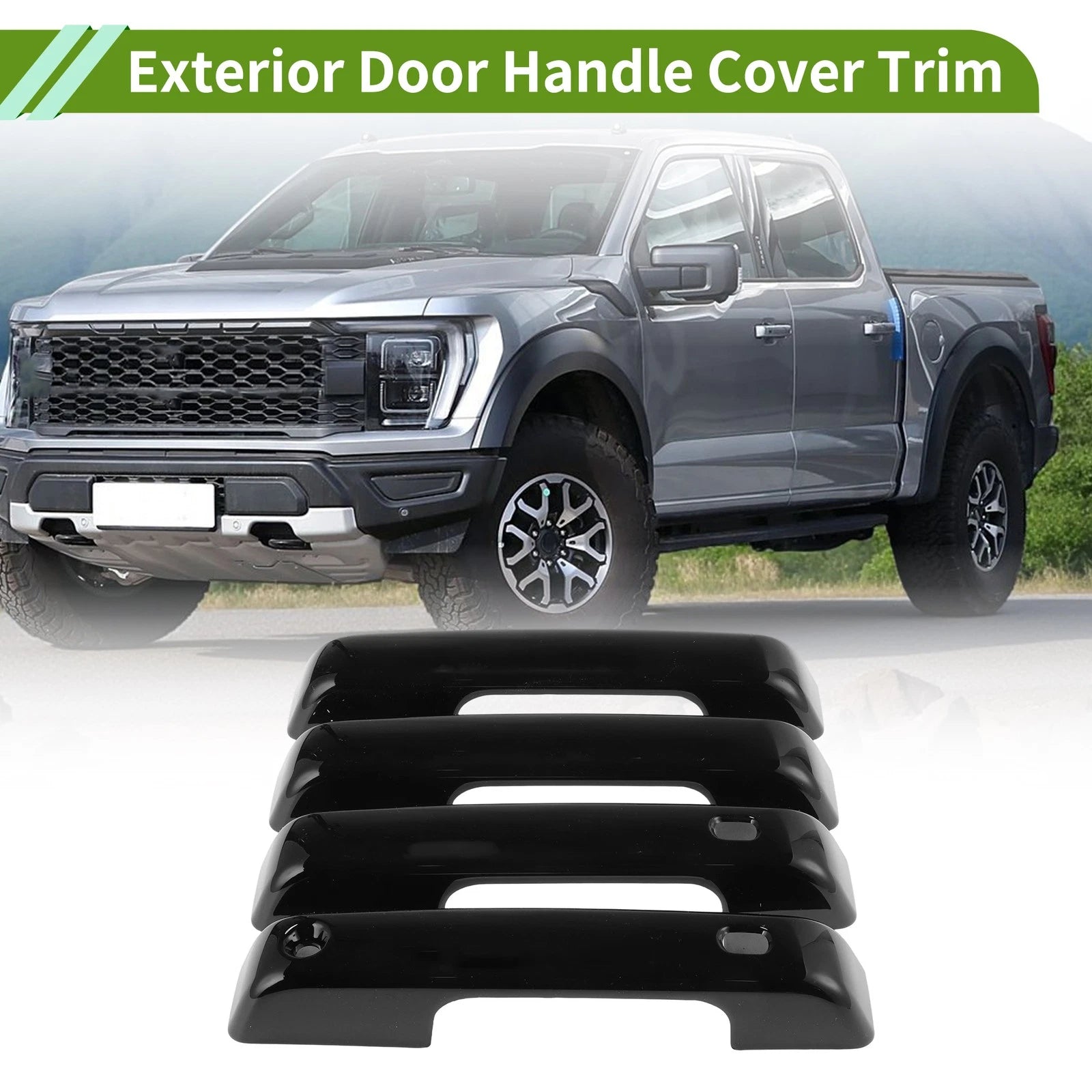 Exterior Door Handle Cover Trim for Ford F150 (2021–2024) Glossy Black