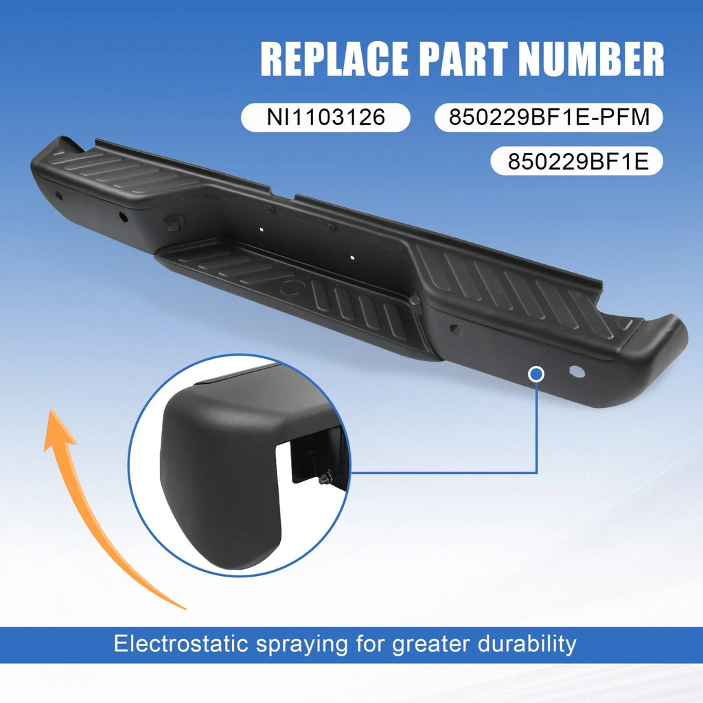 Rear Step Bumper Assembly for Nissan Frontier (2005-2021) Steel with Sensor Holes