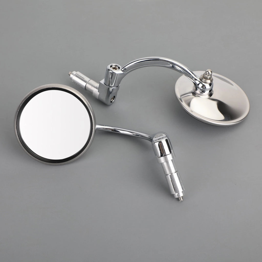 Chrome Handlebar End Mirrors for Motorcycle Cafe Racer (22mm)
