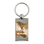 Logo on Gold Rectangular Wave Keychain - Officially Licensed for Dodge RAM