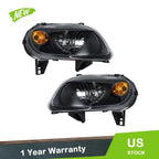 Set of 2 Headlights for Chevy HHR (2006–2011) Halogen Black Housing Clear