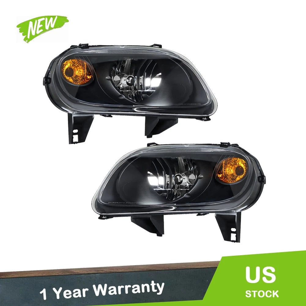 Set of 2 Headlights for Chevy HHR (2006–2011) Halogen Black Housing Clear