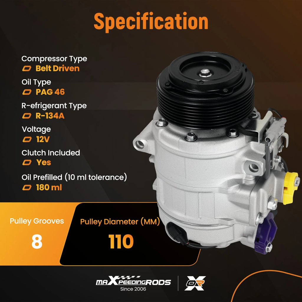 110mm Air Conditioning Compressor for BMW 535i GT xDrive (2011–2017) CO29221C