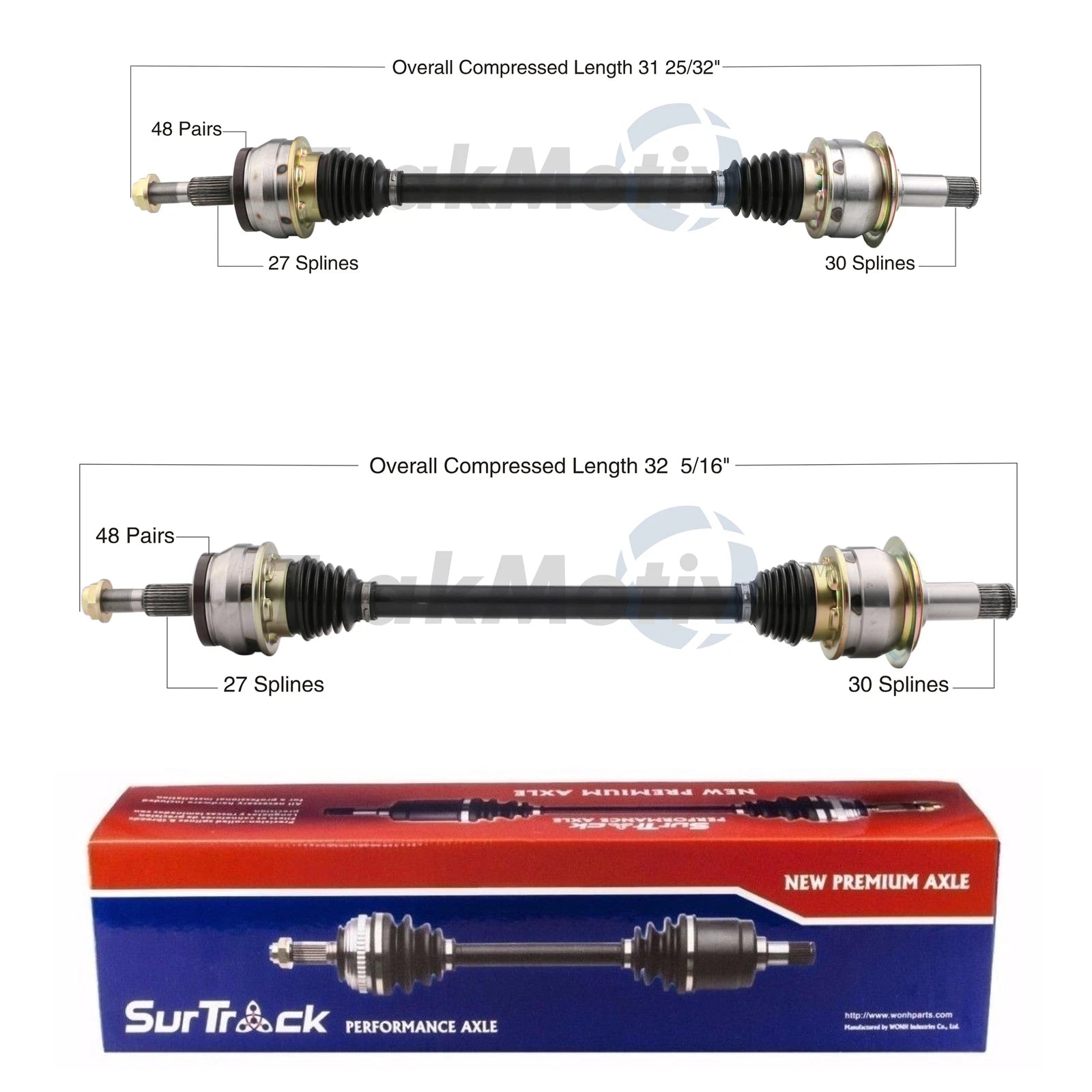 2X Rear CV Axle Shafts for Chrysler 300, Dodge Challenger, Magnum (2005–2010)