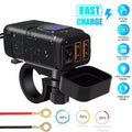 12V Dual USB Fast Charger Adapter with Voltmeter for Motorcycle (Universal)