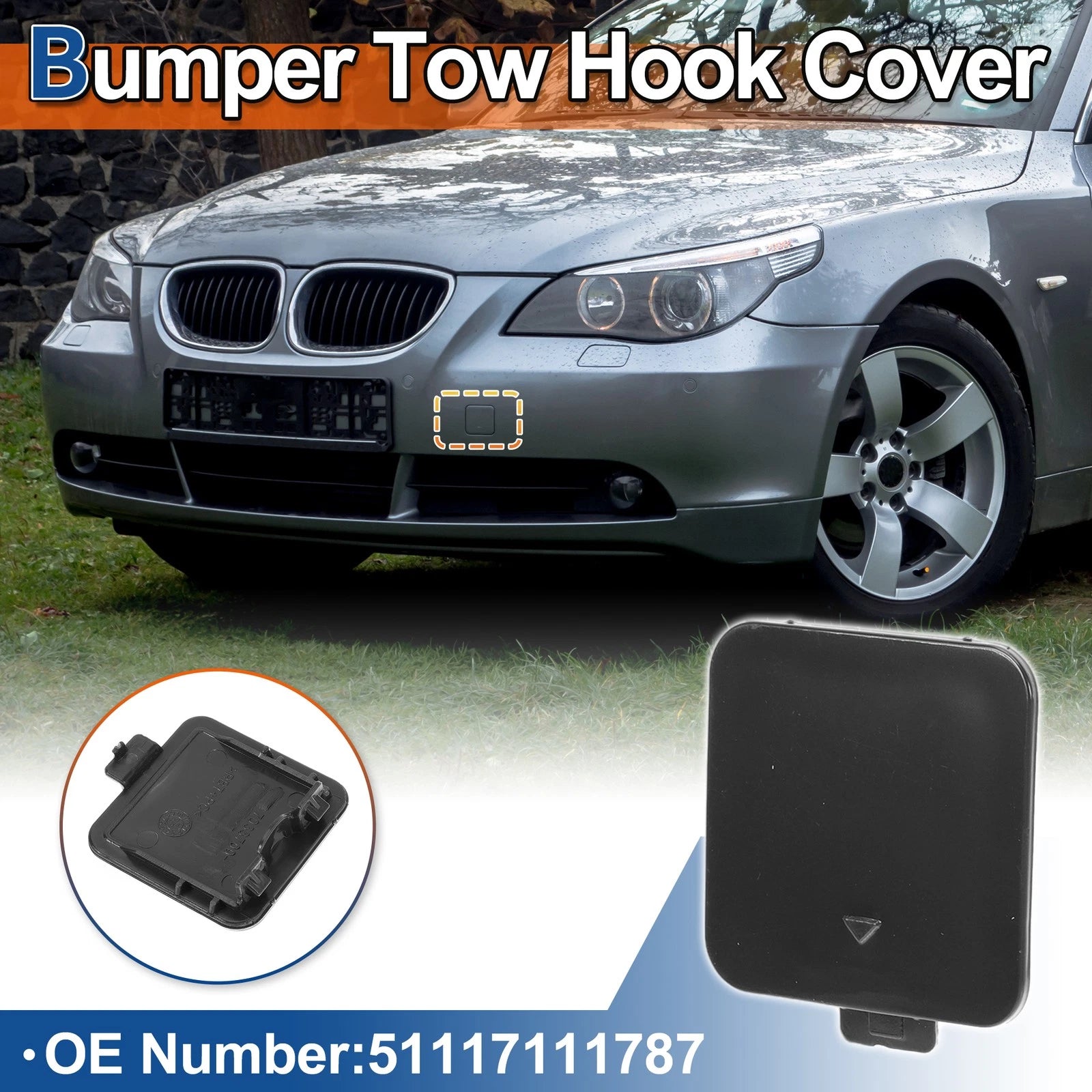 Tow Hook Cover for BMW 525i 530i 550i (No. 51117111787, Unpainted)