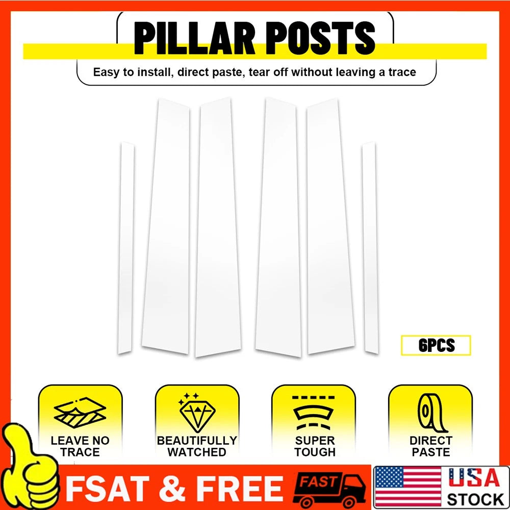 Set of 6 Chrome Pillar Posts for Lincoln Town Car (1998–2011)