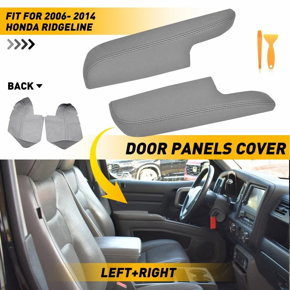2X Front Door Panel Armrest Vinyl Cover Gray for Honda Ridgeline (2006–2014)