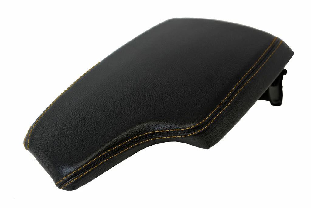 Leather Console Lid Armrest Cover for BMW F30 (2014–2018) Black Beige Stitch