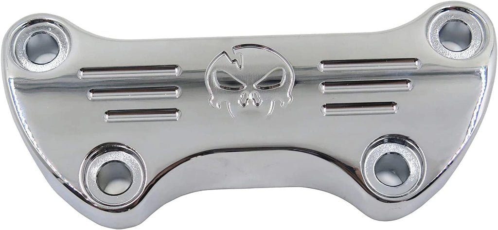 Chrome Skull Handlebar Clamp for Harley XL FX FXR Dyna Softail (1974–2006)