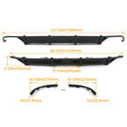 Rear Bumper Diffuser Lower Valance + Corner Apron Spat for Honda Accord (2018–2022)