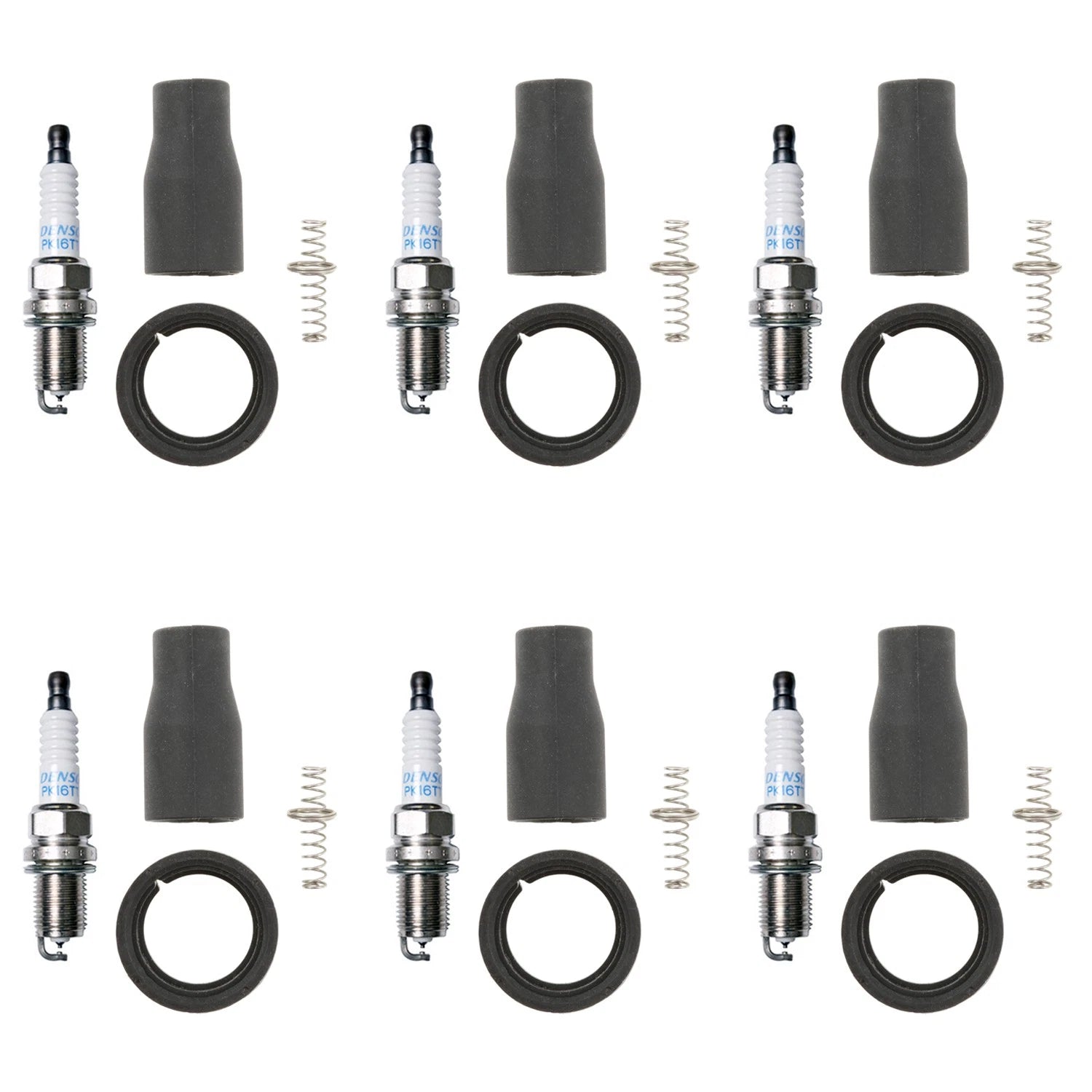 Denso 6 Platinum TT Spark Plugs & NGK Ignition Coil Boots Kit for Hyundai Azera (2006–2017)