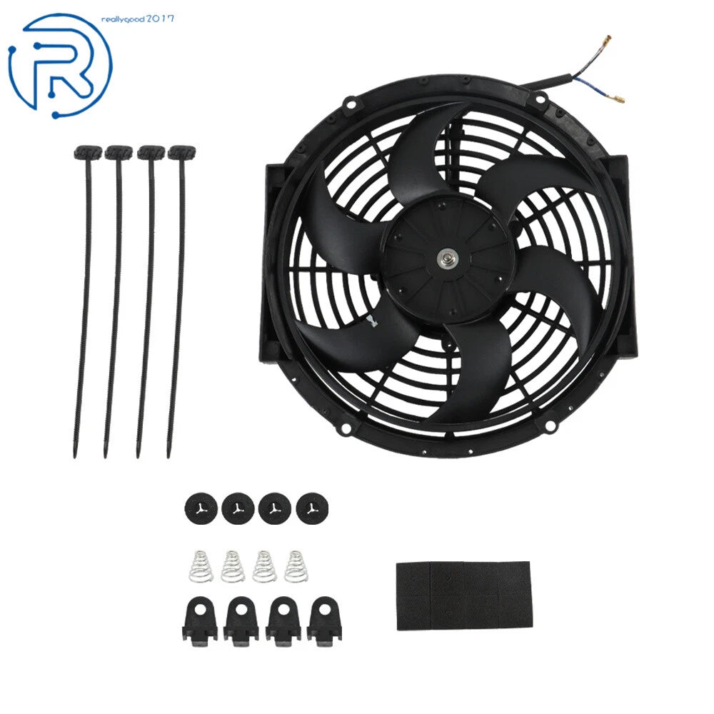 10-Inch Electric Cooling Fan for Universal 12V (Thermo Fan + Mounting Kits)