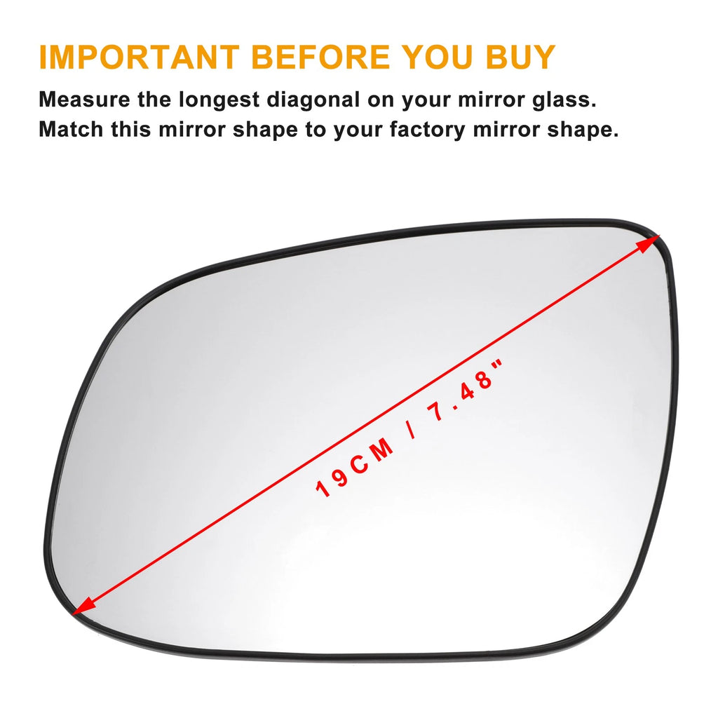 Left Side White Mirror Glass w/ Back for KIA Ceed (2009–2012)
