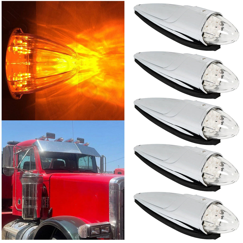 5X LED Torpedo Cab Marker Roof Light for Peterbilt Kenworth Mack